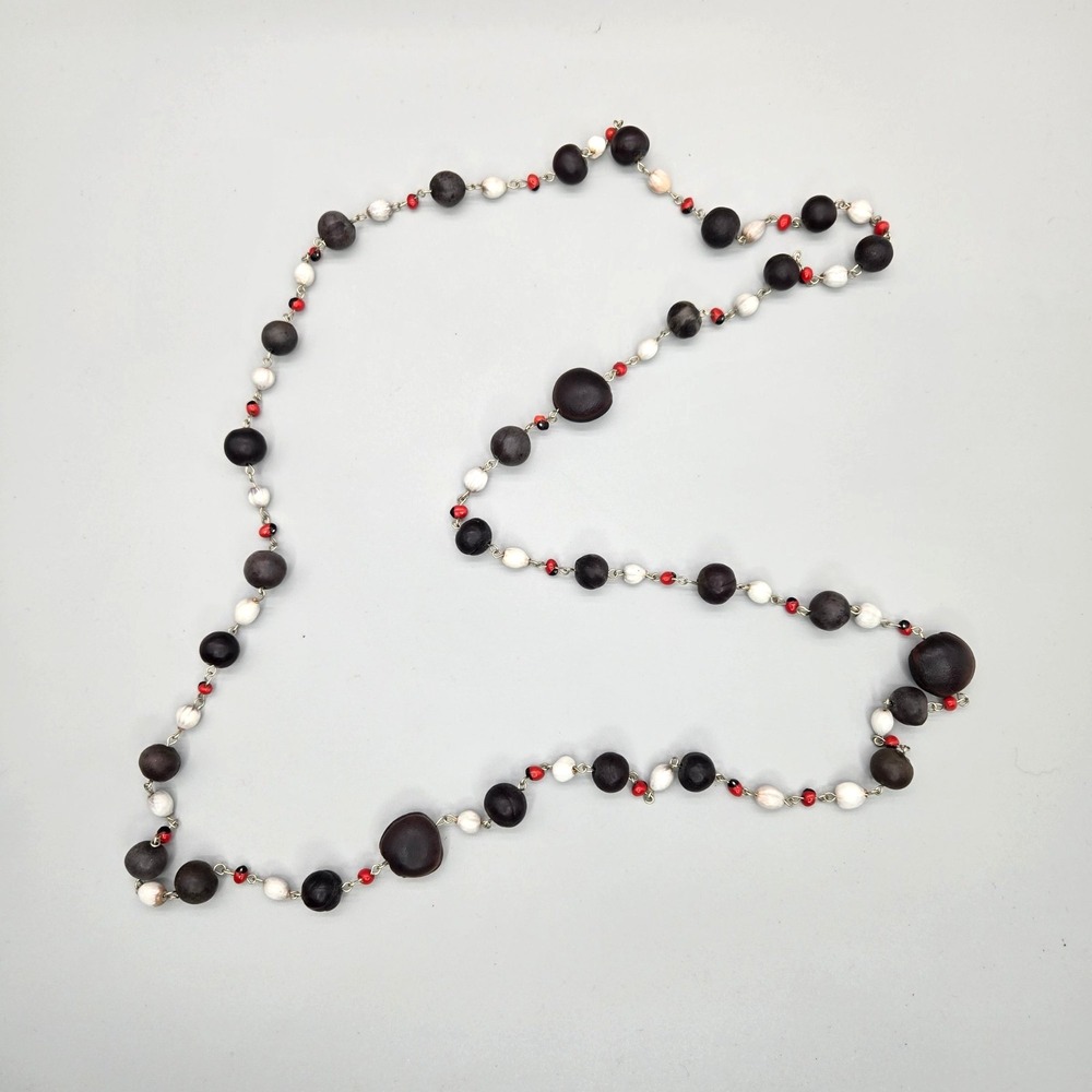 Vintage Natural Buckeye Seed Necklace 26 inch